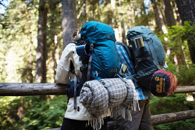 men in backpack